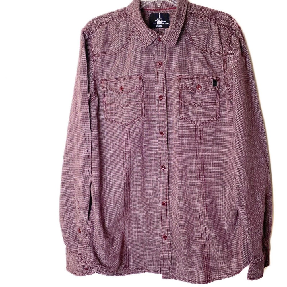 I Jeans by Buffalo Button Down Up Shirt Long Sleeve Size L Pockets Men’s